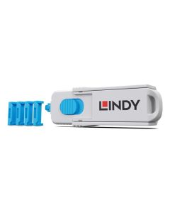 Lindy 40320 poortblokker Poortblokker + sleutel HDMI Blauw, Grijs Acrylonitrielbutadieenstyreen (ABS) 1 stuk(s)