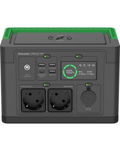 APC SE OffGrid Portable Power Station 330 - Li-Ion accu, LCD, 2x stopcontact, 3x USB-A, 1x USB-C, 1x 12V, draadloze lader