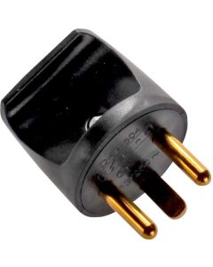Microconnect Power Plug (round), Black netstekker adapter Type K (DK) Zwart