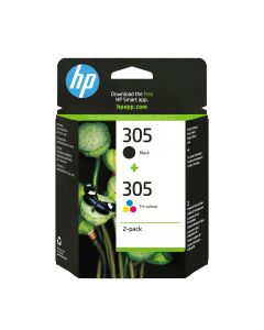 HP 305 originele drie-kleuren / zwarte inktcartridge, 2-pack