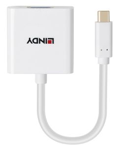 Lindy 43437 video kabel adapter 0,1 m USB Type-C VGA (D-Sub) Wit