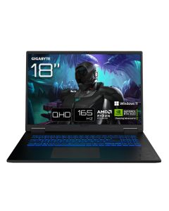 GIGABYTE GAMING A18 3VHK3DEC64SH laptop AMD Ryzen™ 7 260 45,7 cm (18") WQXGA 32 GB DDR5-SDRAM 1 TB SSD NVIDIA GeForce RTX 5060 Wi-Fi 6E (802.11ax) Windows 11 Home Zwart