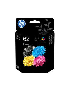 HP 62 originele zwarte/drie-kleuren inktcartridges, 2-pack